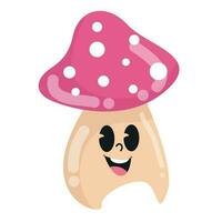 vector cute mushroom smiling sweetly with reddish purple flower parts and light crimson stems