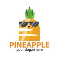 vector orange pineapple with two pieces smiling wearing sunglasses