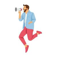 vector illustration of the concept of a person holding a megaphone