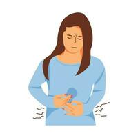 vector illustration of stomachache person concept