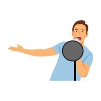 vector illustration of the concept of a person holding a megaphone