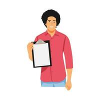 illustration of a working man doing a task on a clipboard vector