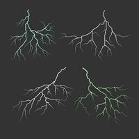 Set of realistic thunderstorm, nature power energy and lightning effect vector