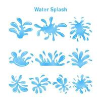 Set of abstract flat blue water splash collection vector