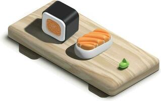 3D sushi that is out of sculpture vector