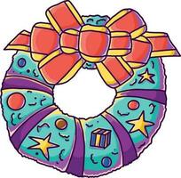 Doodle wreath christmas vector