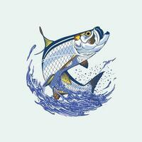 vector logo saltando sábalo pescado