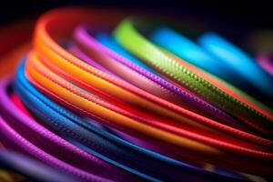 Stacked rainbow wristbands close up shot in studio lighting with depth of field, photo