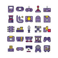 lineal llenar arcada y juego icono conjunto vector