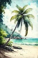 Watercolor Tropical Beach photo