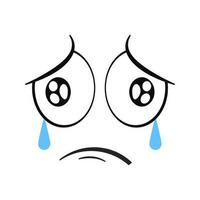 Cartoon crying face. Crying expression vector illustration.