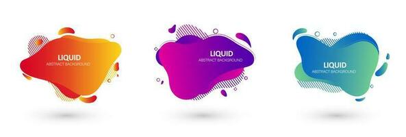 Set of abstract liquid shape graphic elements. Colorful gradient fluid design. Template for presentation, logo, banner. Vector illustration.