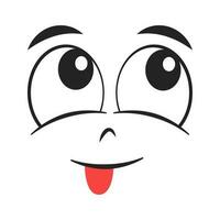 Cartoon silly face. Facial expression with tongue hanging out. Vector illustration.