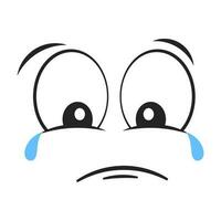 Cartoon crying face. Crying expression vector illustration.