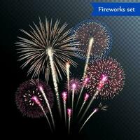 Set of isolated vector fireworks