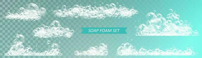 Soap foam with bubbles isolated vector illustration