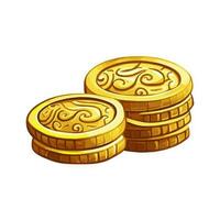 Gold coins isolated on white background, vector