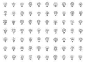 Brain in light bulb vector illustration. Creative idea flat line icons.