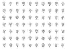 Brain in light bulb vector illustration. Creative idea flat line icons.