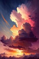 Sunrise Clouds sky watercolor photo