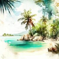 Watercolor Tropical Beach photo