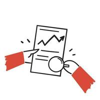 hand drawn doodle review audit document verification business vector
