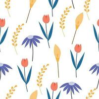 Floral semaless pattern on white background vector