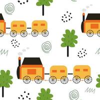 Cute Cartoon Train seamless pattern vector