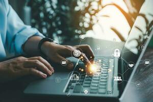 New technology bigdata and business process strategy. Digital transformation change management, internet of things. Customer service management, cloud computing, smart industry. Ai technology. photo
