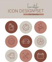 Linestyle Icon Design Set Car Service vector