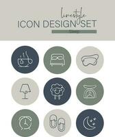 Linestyle Icon Design Set Sleep vector