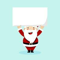 Santa Clause holding blank placard with blue background. vector