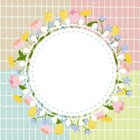 4 colors of Circle Blank placard template with floral seamless pattern background. Copy space for your text. vector