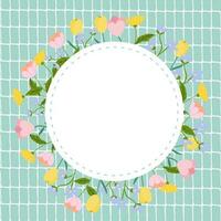 Circle Blank placard template with floral seamless pattern background. Copy space for your text. vector