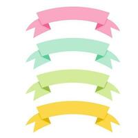 Set of pastel colors ribbons or banners vector