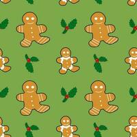 Christmas gingerbread cookies seamless pattern background. vector