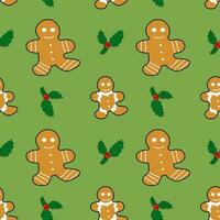 Christmas gingerbread cookies seamless pattern background. vector