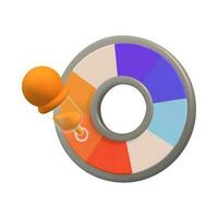 3d render icon. A palette wheel with different colors and yellow pipette. Vector isolated illustration