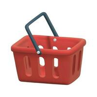 3d render icon. red basket with a black handle. Vector isolated illustration