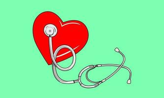 médico estetoscopio y corazón. salud cuidado símbolo, vector ilustración.