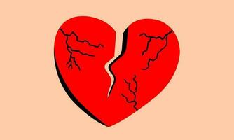 Torn and broken heart vector sign.  The concept of fading, unrequited love.