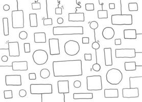 Doodle frames set. Square, round and oval borders. Vector illustration isolated on white background.