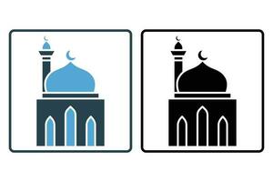 Mosque icon. Icon related to Islamic mosque. Solid icon style design. Simple vector design editable