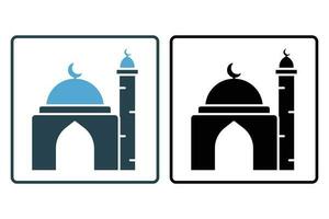 Mosque icon. Icon related to Islamic mosque. Solid icon style design. Simple vector design editable