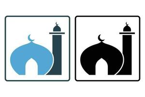 Mosque icon. Icon related to Islamic mosque. Solid icon style design. Simple vector design editable