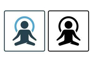 Yoga fitness Icon. icon related to healthy living. Solid icon style design. Simple vector design editable