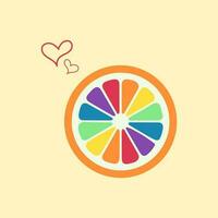 ilustración para orgullo mes con Fruta rebanada en arco iris colores vector