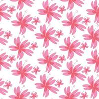 Vector floral seamless pattern of pink flowers on a white background.