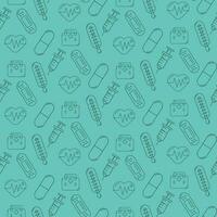 Seamless medical pattern on a blue background. vector