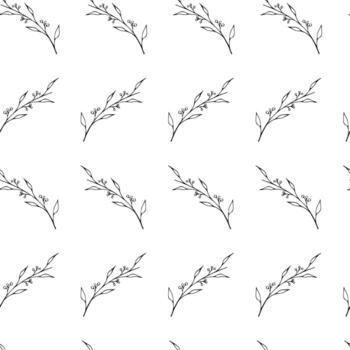 Seamless pattern of black and white branches on a white background. vector